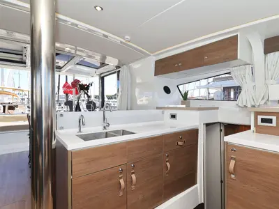 Galley of Agma, a Bali 4.2 catamaran at Grad Šibenik, Croatia