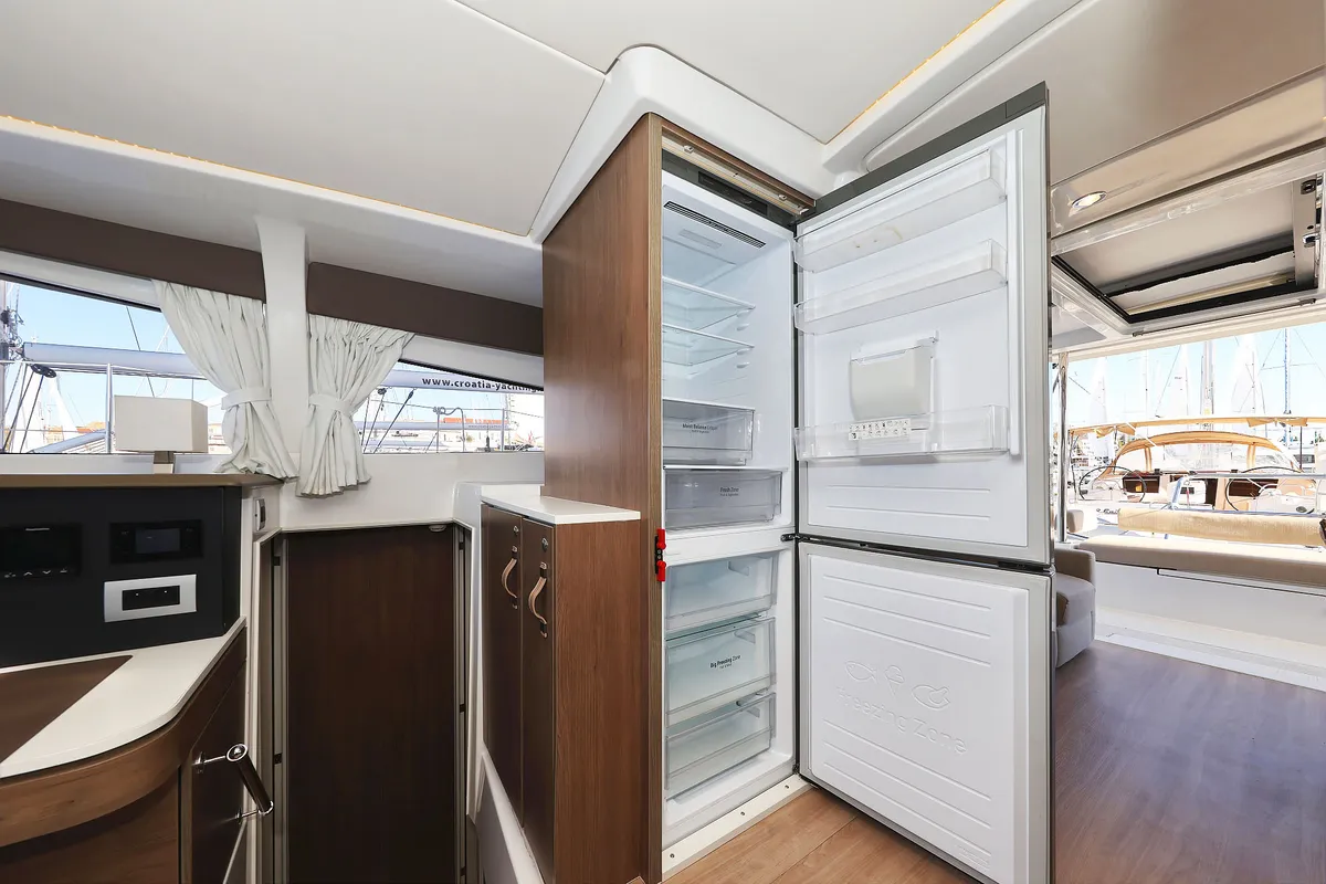 Galley of Agma, a Bali 4.2 catamaran at Grad Šibenik, Croatia
