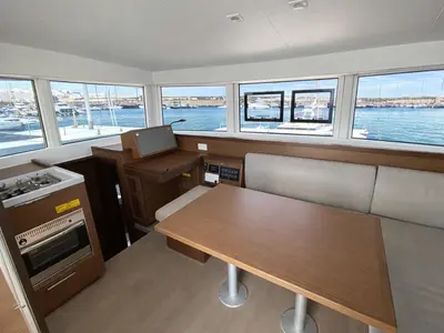 Salon of Manik, a Lagoon 40 catamaran at Nettuno, Italy