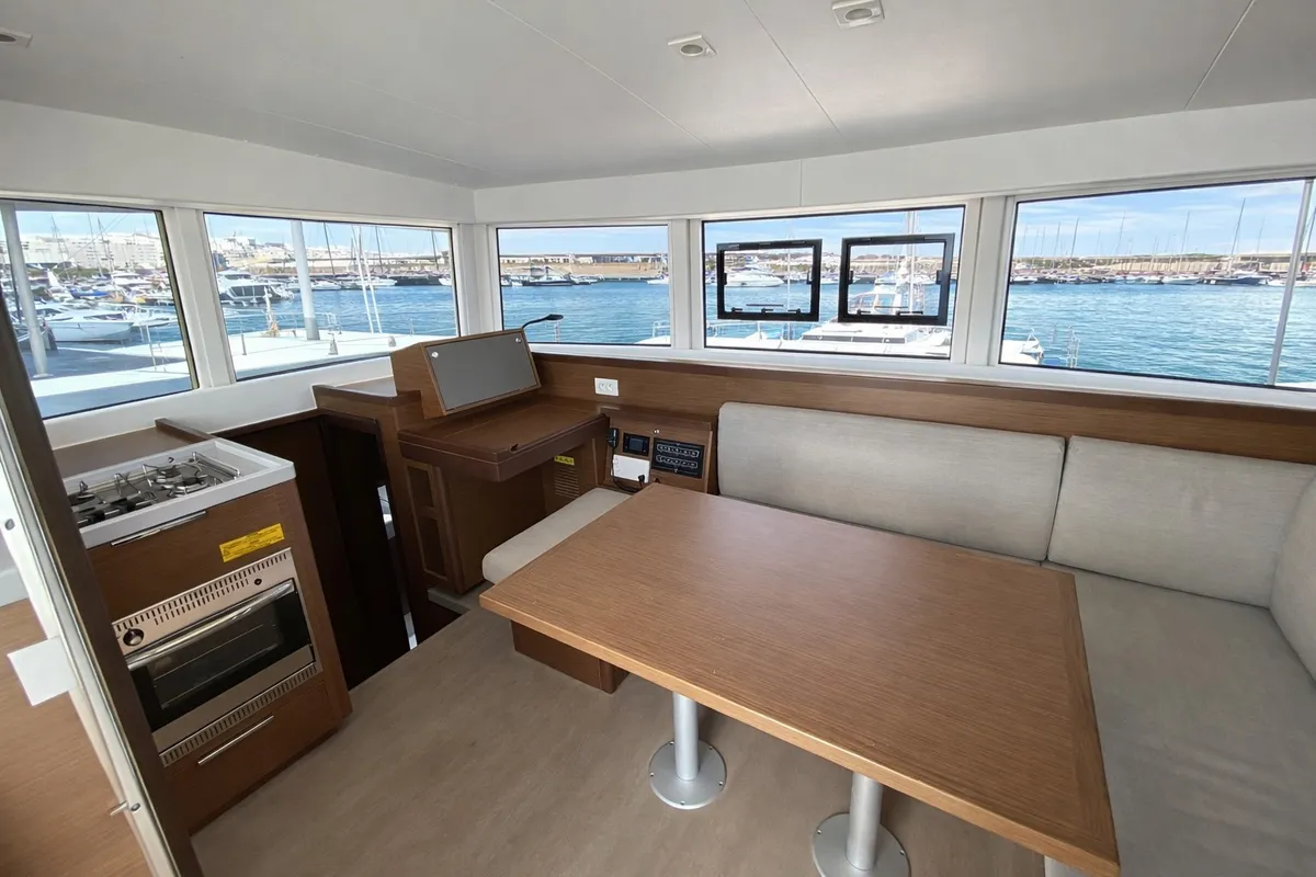 Salon of Manik, a Lagoon 40 catamaran at Nettuno, Italy