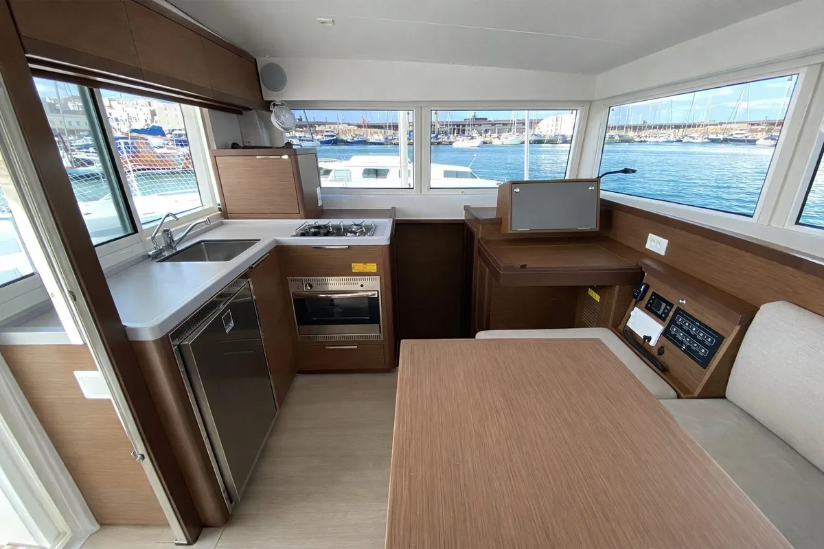 Salon of Manik, a Lagoon 40 catamaran at Nettuno, Italy