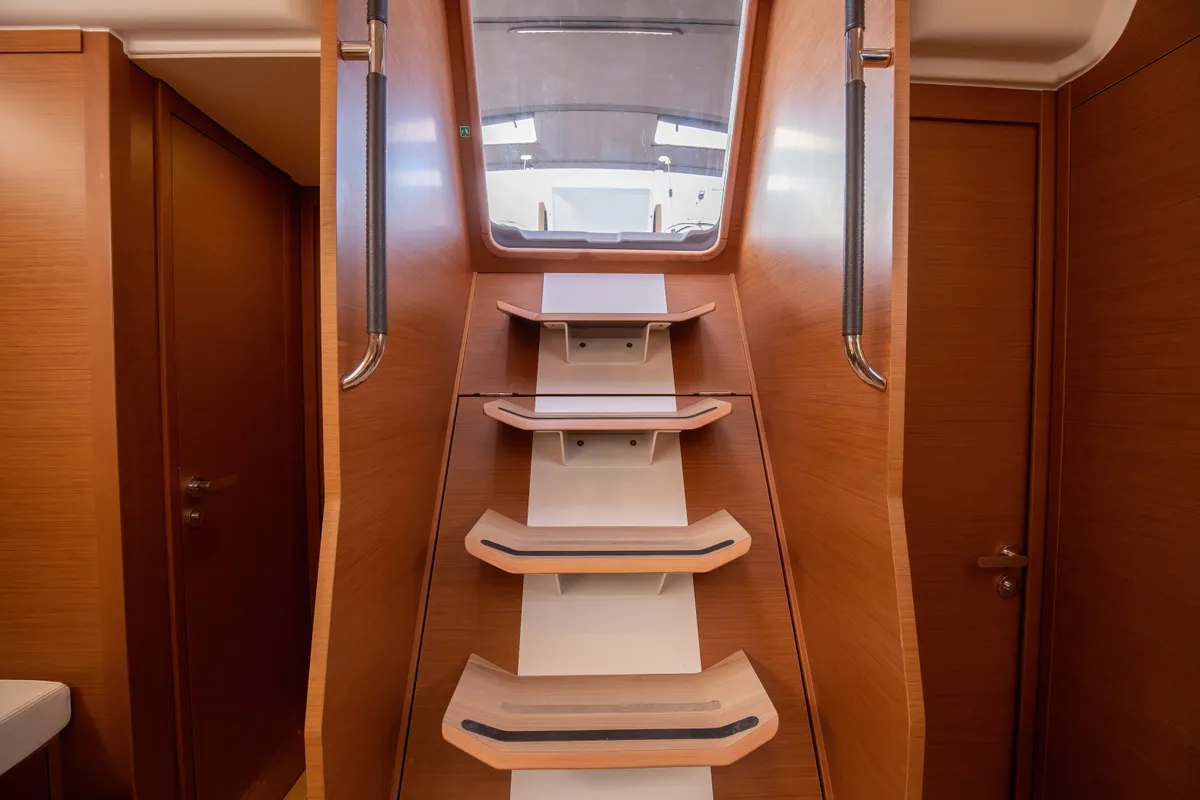 Salon of Psyche, a Jeanneau 54 sailboat at Tonnarella, Italy