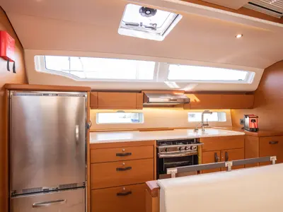Galley of Psyche, a Jeanneau 54 sailboat at Tonnarella, Italy
