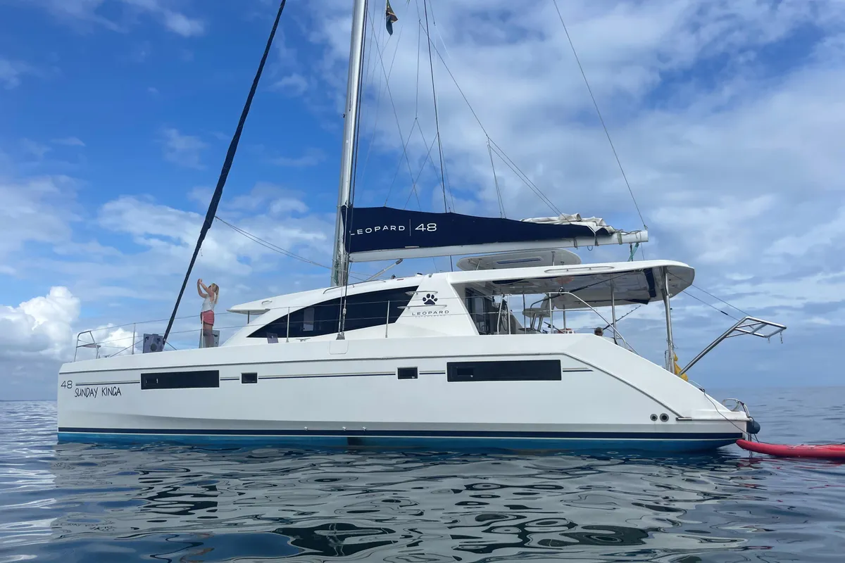 Exterior view of Sunday Kinga, a Leopard 48 - 4 + 2 cab. catamaran at Azam Marina, Tanzania