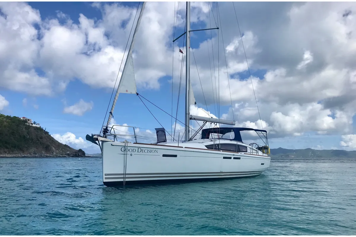 Good Decision, a Jeanneau Sun Odyssey 45DS sailboat at Road Town, British Virgin Islands