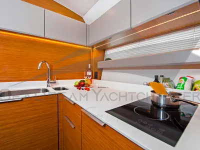 Galley of Sun Dreamer, a Bavaria S40 HT motorboat at Općina Sukošan, Croatia