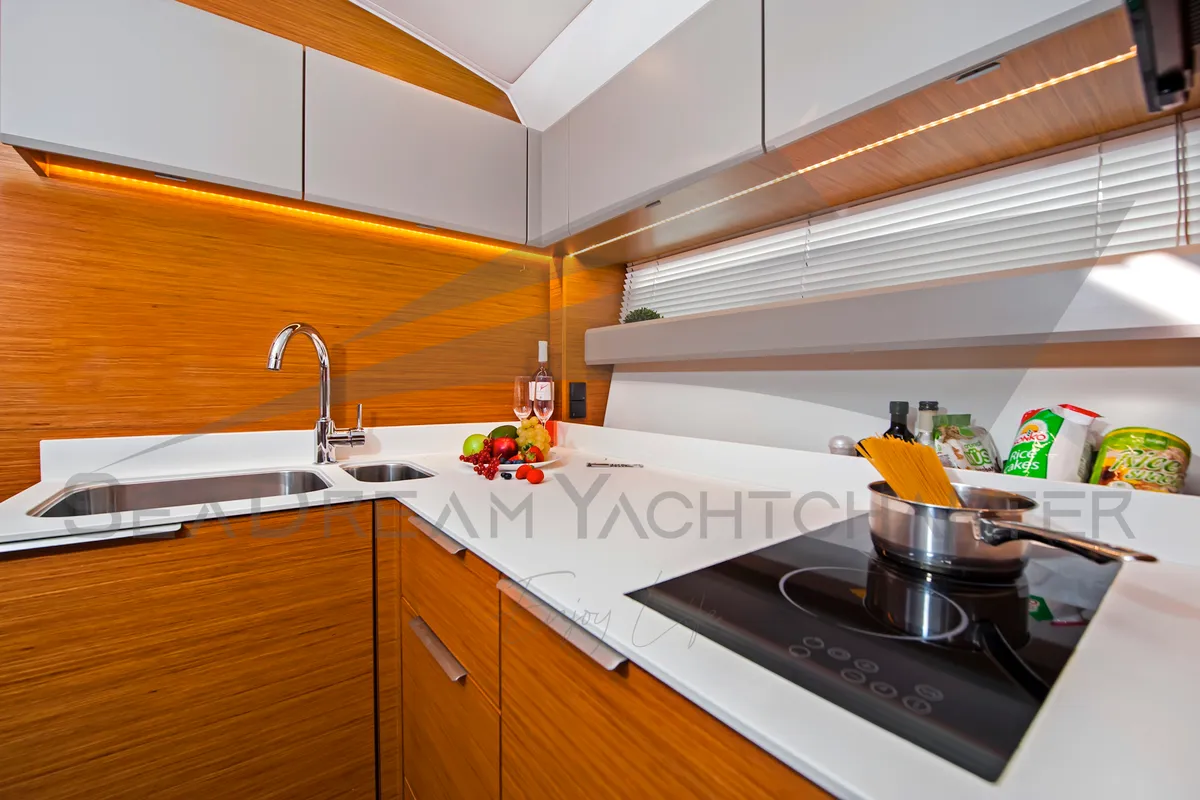 Galley of Sun Dreamer, a Bavaria S40 HT motorboat at Općina Sukošan, Croatia