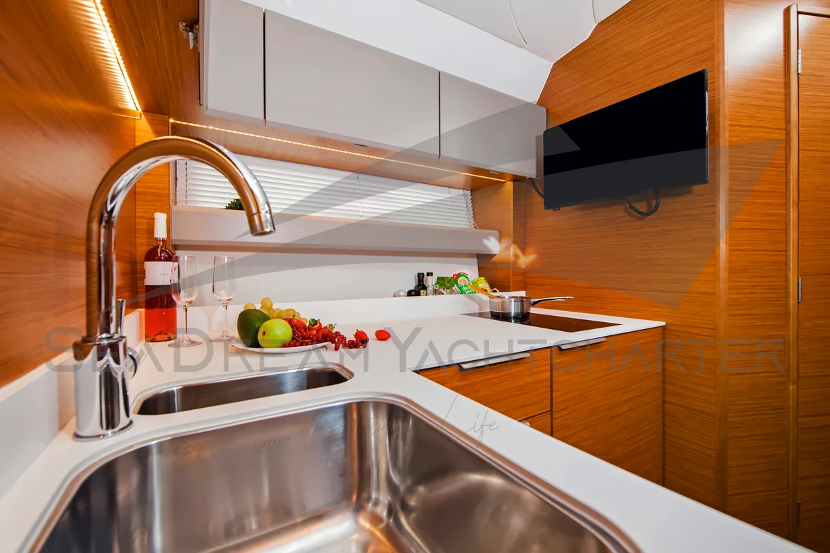 Galley of Sun Dreamer, a Bavaria S40 HT motorboat at Općina Sukošan, Croatia