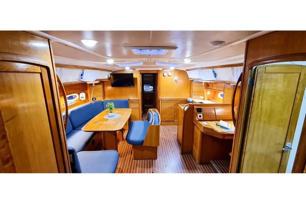 Salon of Odysseas, a Bavaria 50 sailboat at Athens, Greece