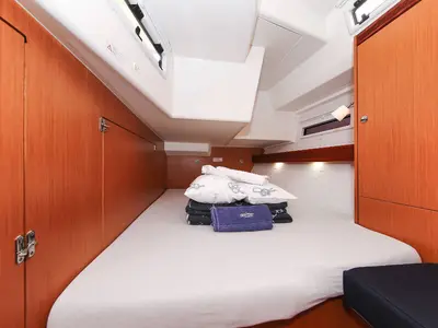 Cabin on Odysseas, a Bavaria 50 sailboat at Athens, Greece