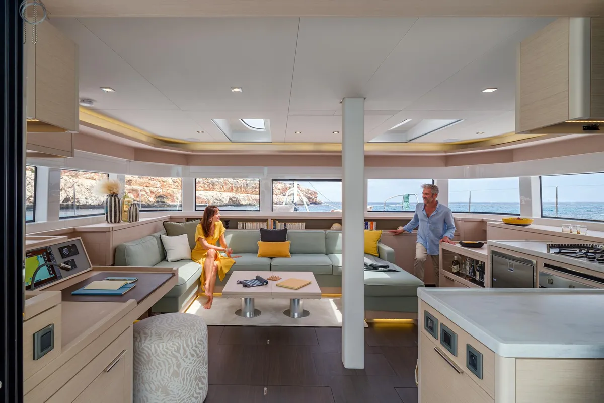 Salon of Star Link, a Lagoon 55 catamaran at Split, Croatia