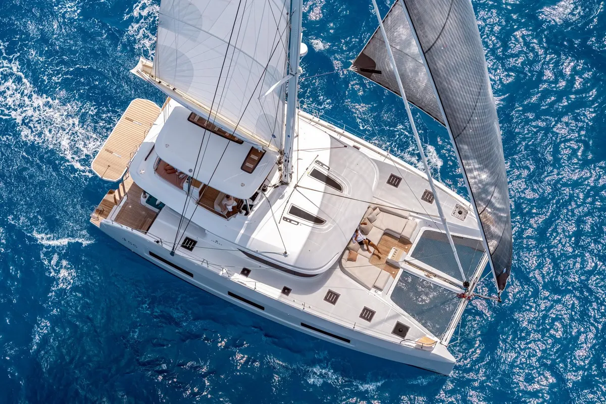 Exterior view of Star Link, a Lagoon 55 catamaran at Split, Croatia