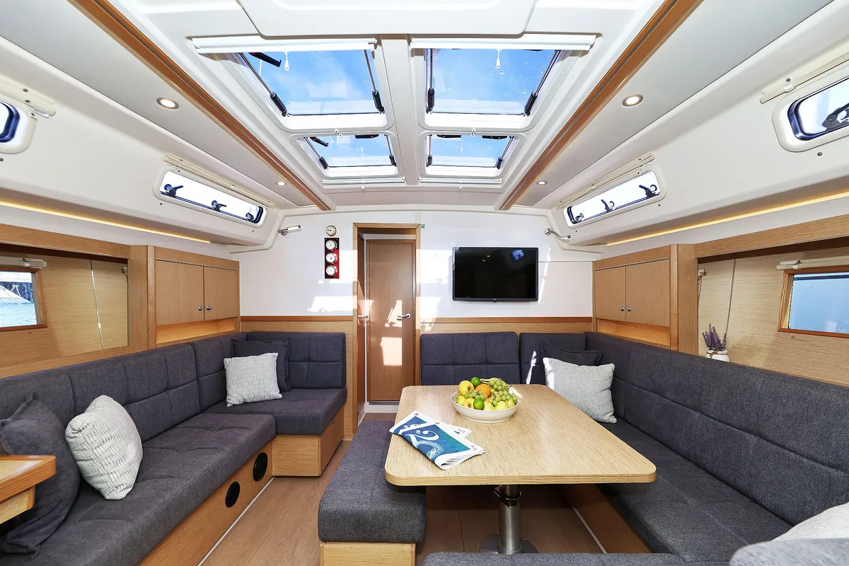 Salon of Maxine II, a Hanse 455 sailboat at Grad Kaštela, Croatia