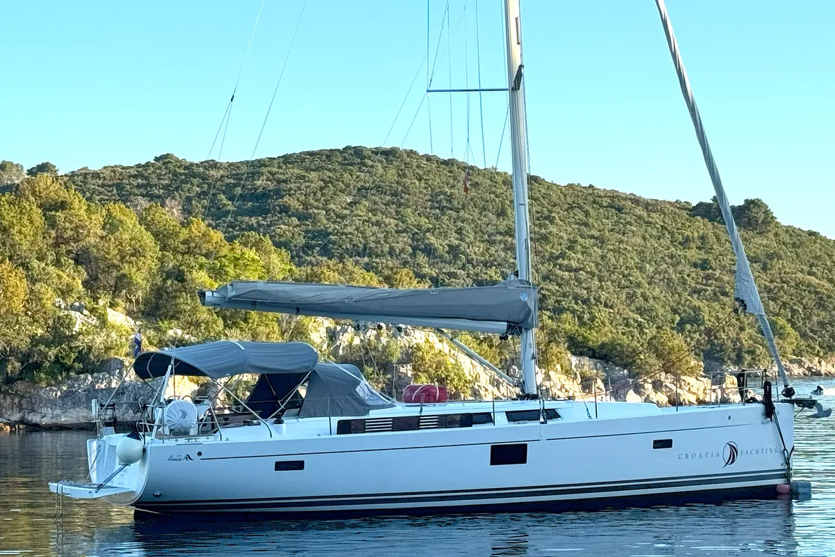 Exterior view of Maxine II, a Hanse 455 sailboat at Grad Kaštela, Croatia
