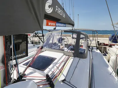 February, a Beneteau First 36 sailboat at Grad Biograd na Moru, Croatia