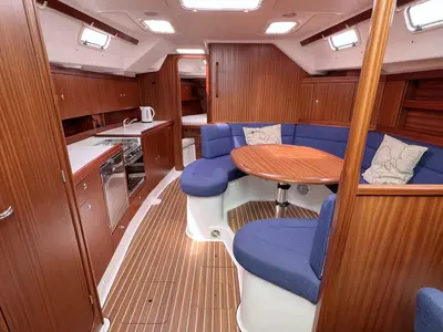 Salon of Karoline, a Bootsbau Rügen GmbH Vilm 41 cruiser sailboat at Barth, Germany