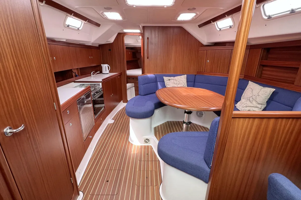 Salon of Karoline, a Bootsbau Rügen GmbH Vilm 41 cruiser sailboat at Barth, Germany