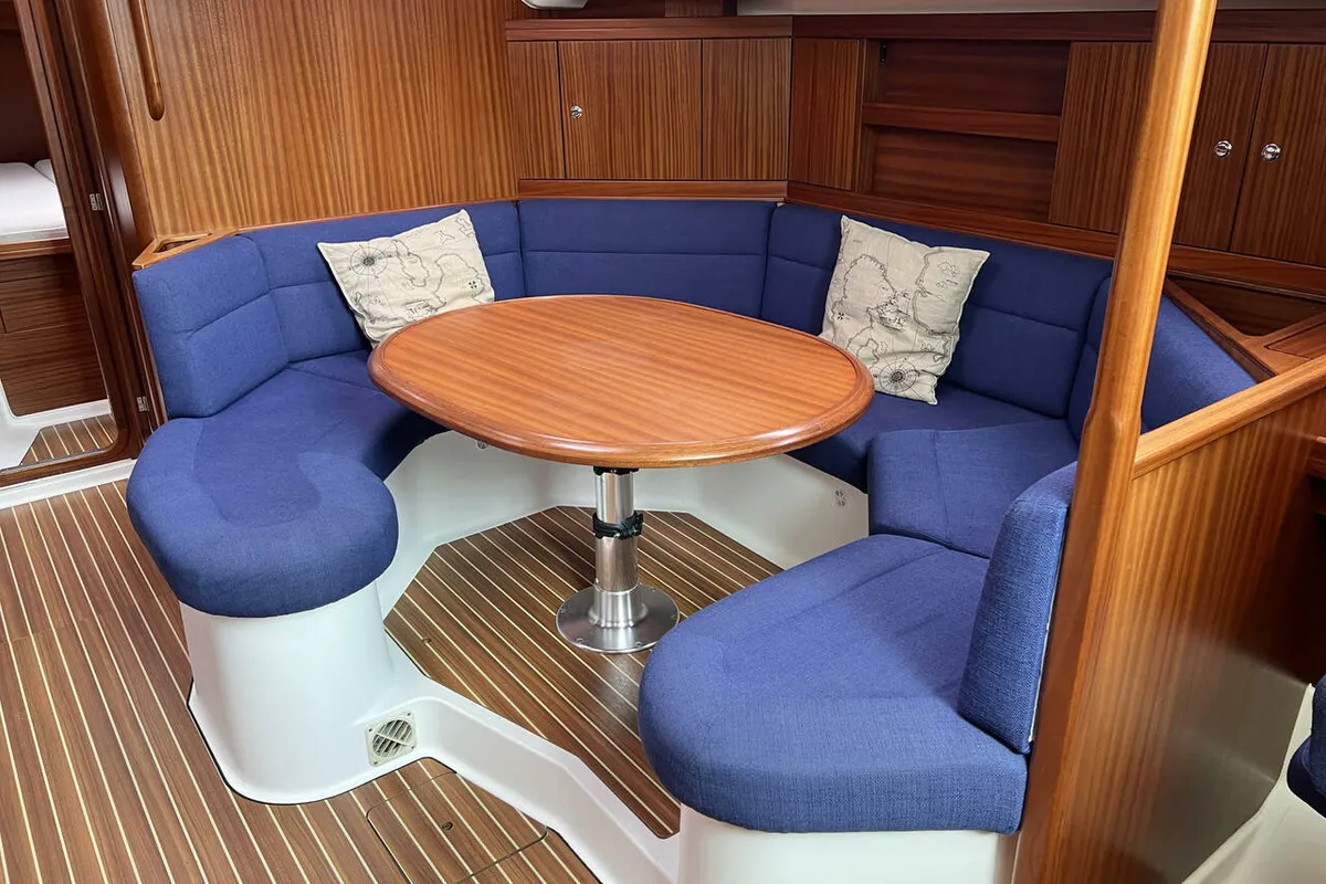 Salon of Karoline, a Bootsbau Rügen GmbH Vilm 41 cruiser sailboat at Barth, Germany