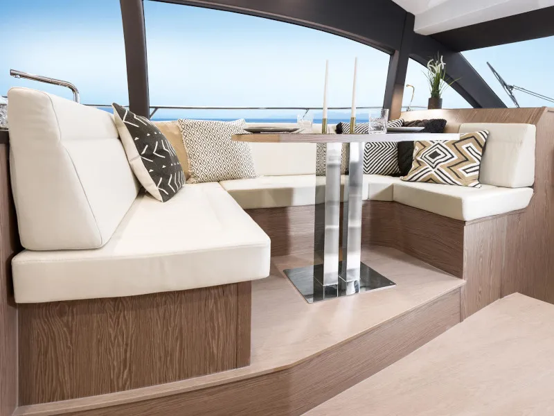 Salon of Blue Lagoon II, a Sealine F430 motorboat at Grad Pula, Croatia