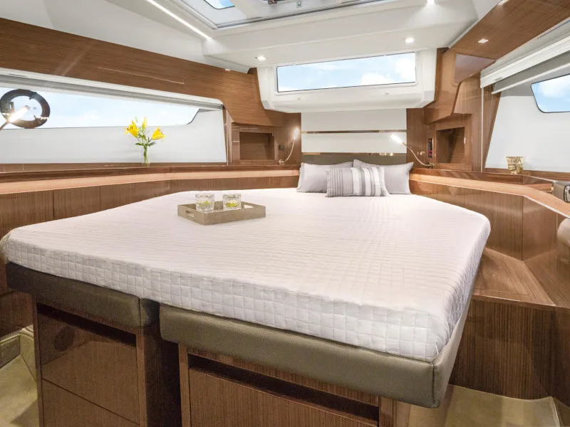 Cabin on Blue Lagoon II, a Sealine F430 motorboat at Grad Pula, Croatia