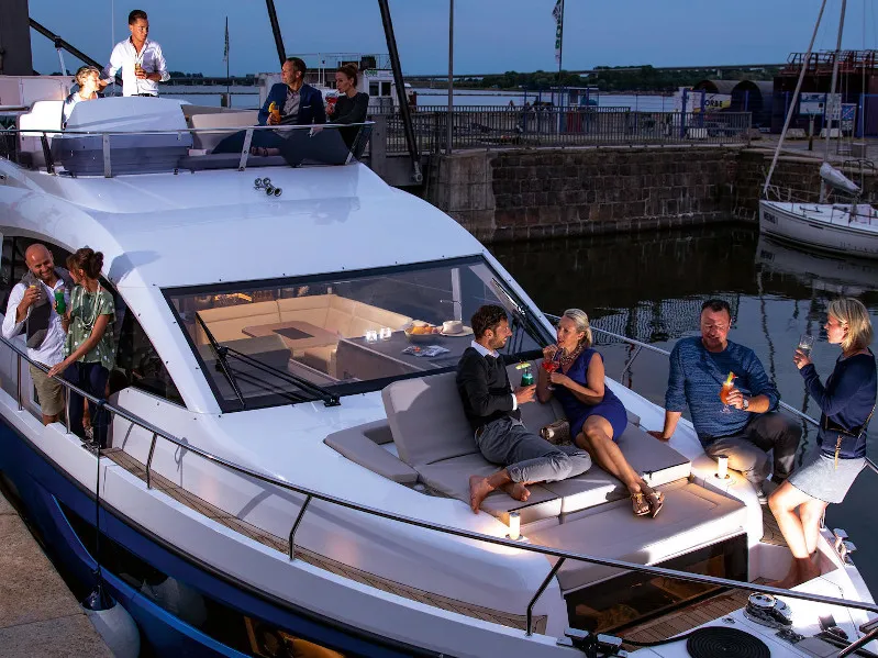 Deck of Blue Lagoon II, a Sealine F430 motorboat at Grad Pula, Croatia