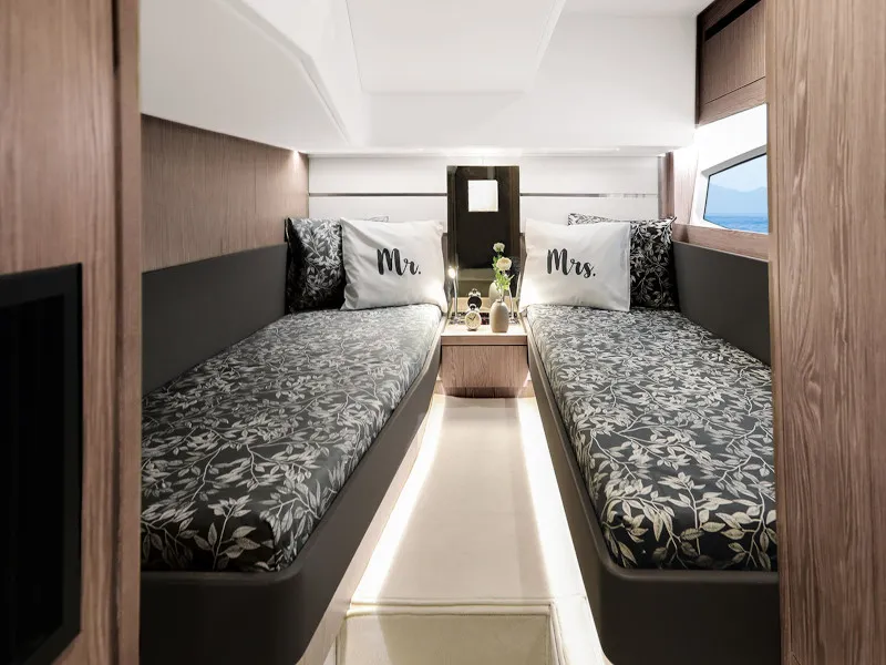 Cabin on Blue Lagoon II, a Sealine F430 motorboat at Grad Pula, Croatia