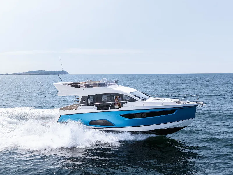 Exterior view of Blue Lagoon II, a Sealine F430 motorboat at Grad Pula, Croatia
