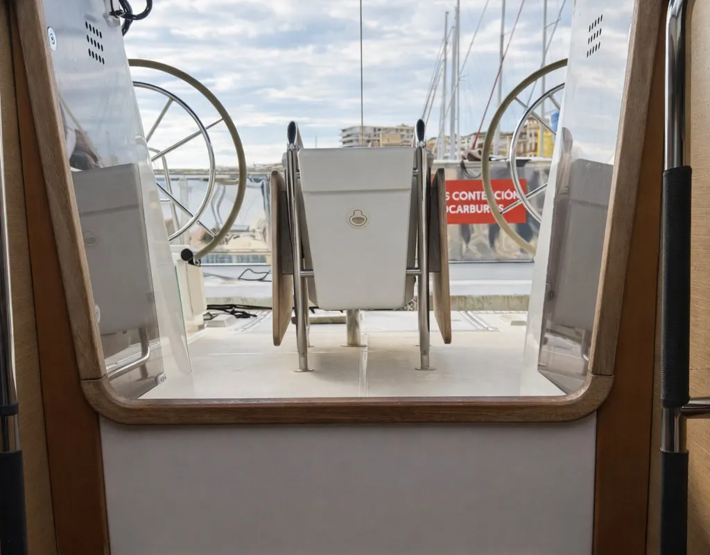 Cockpit of Malgrats, a Jeanneau Sun Odyssey 469 sailboat at Palma de Mallorca, Spain