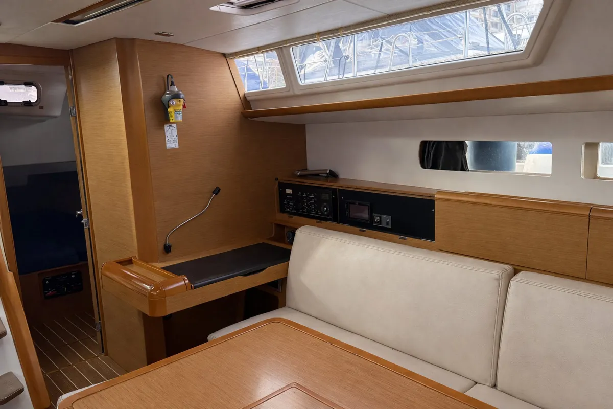 Salon of Malgrats, a Jeanneau Sun Odyssey 469 sailboat at Palma de Mallorca, Spain