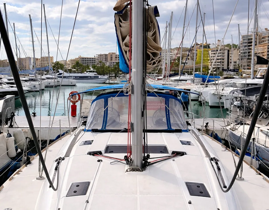 Cabin on Malgrats, a Jeanneau Sun Odyssey 469 sailboat at Palma de Mallorca, Spain