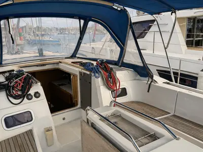 Cabin on Malgrats, a Jeanneau Sun Odyssey 469 sailboat at Palma de Mallorca, Spain