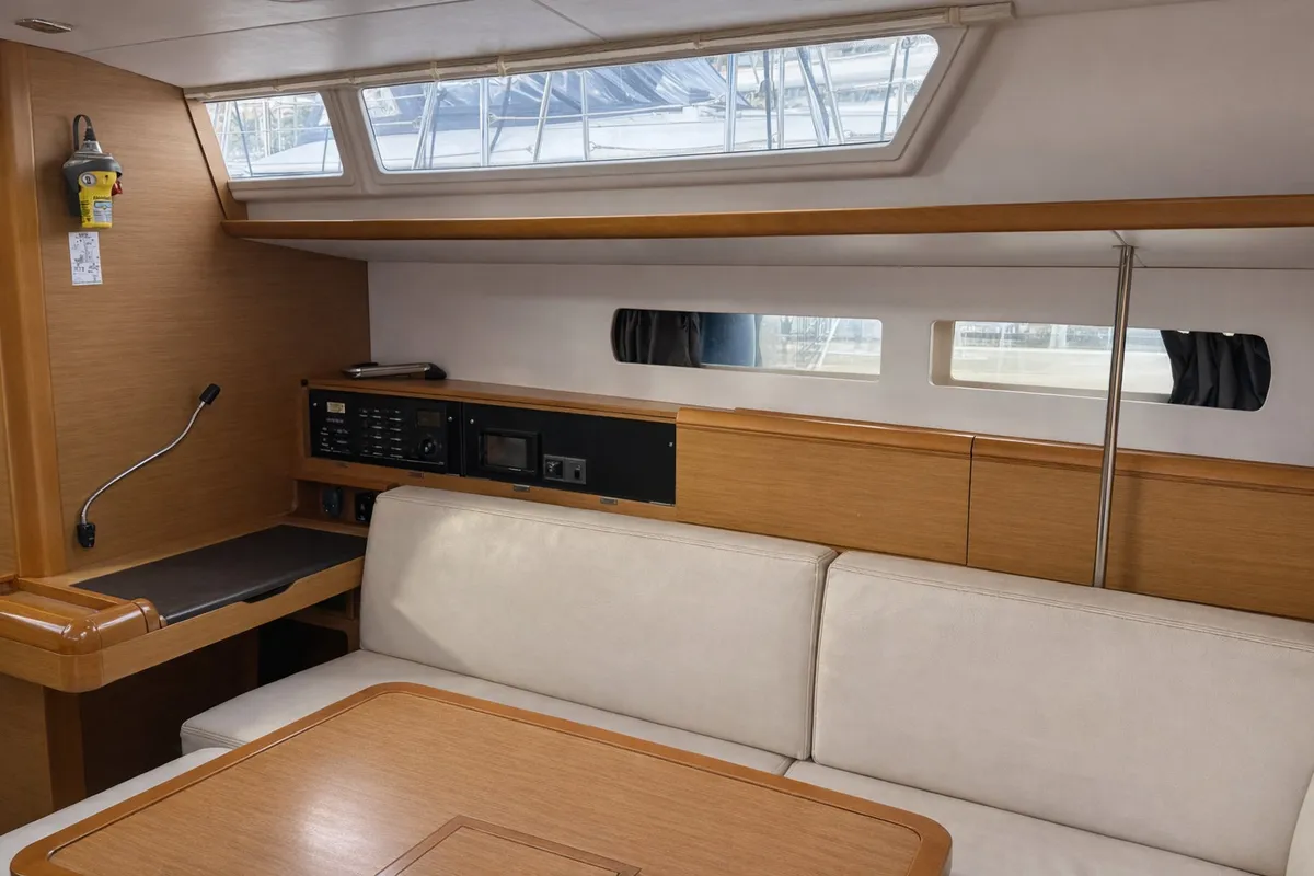 Salon of Malgrats, a Jeanneau Sun Odyssey 469 sailboat at Palma de Mallorca, Spain