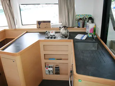 Galley of Mola Mola, a Lagoon 42 catamaran at Dubrovnik, Croatia
