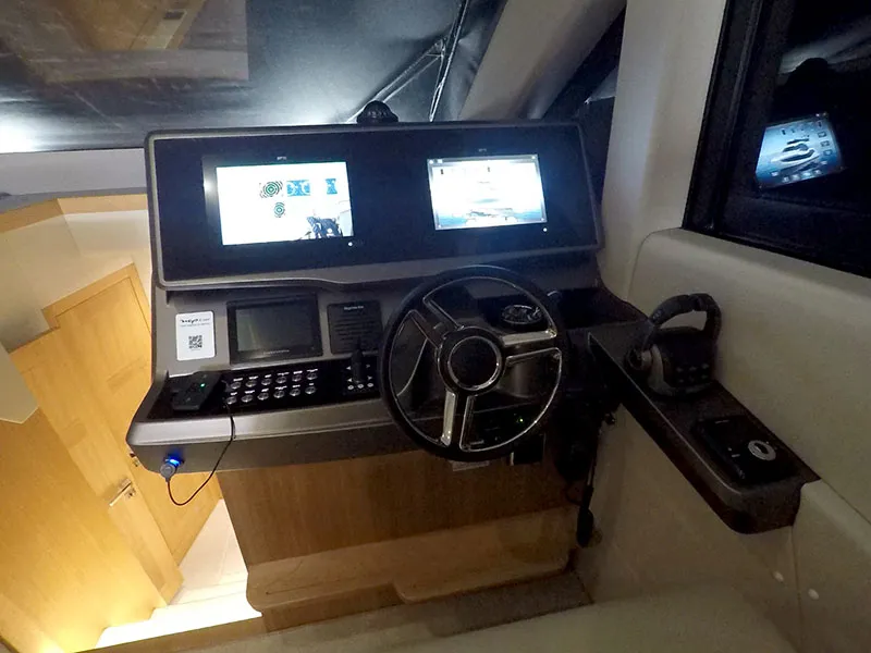 Cockpit of Il Sogno V, a Galeon 480 Fly motor yacht at Grad Šibenik, Croatia