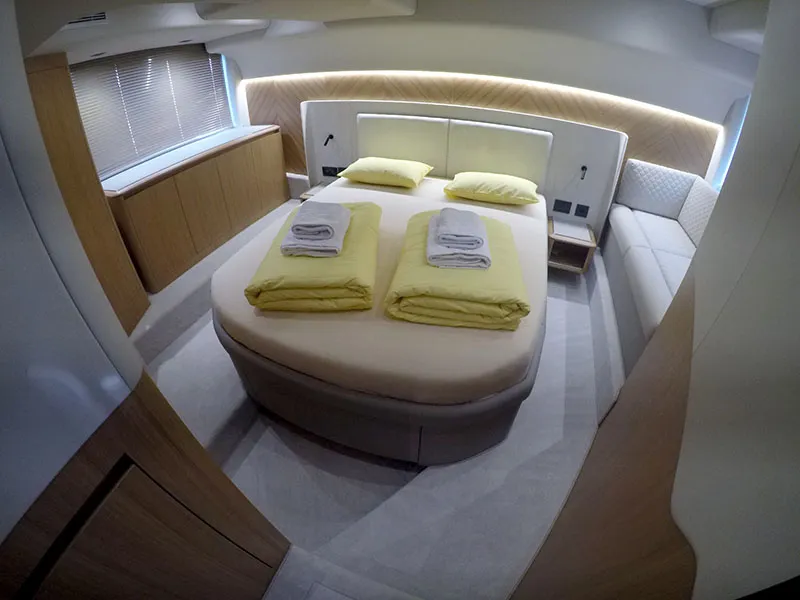 Cabin on Il Sogno V, a Galeon 480 Fly motor yacht at Grad Šibenik, Croatia