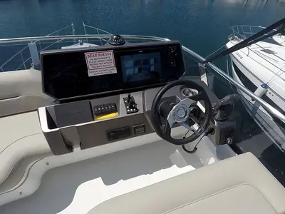 Cockpit of Il Sogno V, a Galeon 480 Fly motor yacht at Grad Šibenik, Croatia