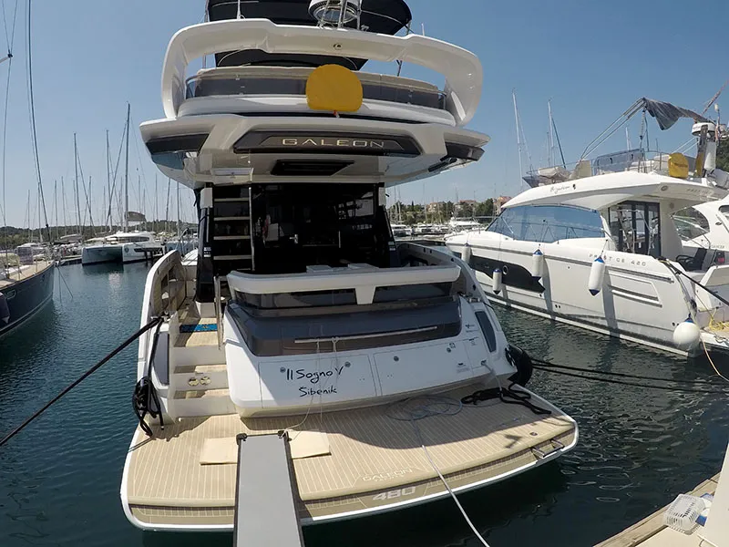 Il Sogno V, a Galeon 480 Fly motor yacht at Grad Šibenik, Croatia