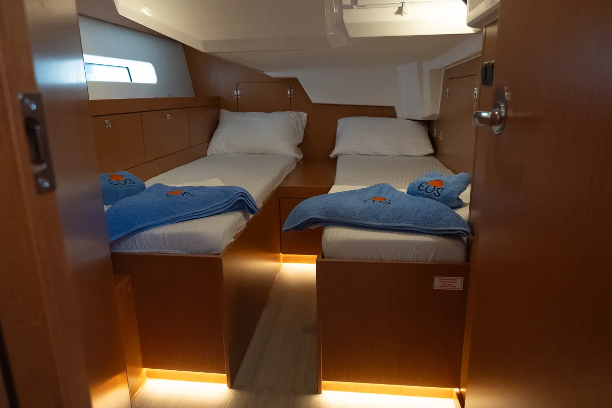 Cabin on Arke, a Bavaria C46 sailboat at Fethiye, Turkey
