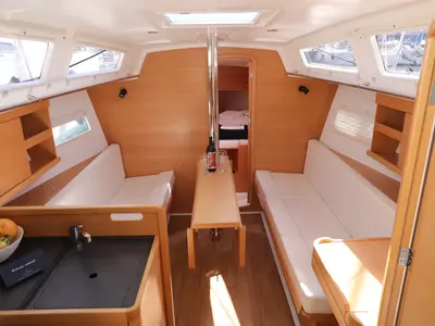 Salon of Spider Kiss, a Jeanneau Sun Odyssey 319 sailboat at Split, Croatia
