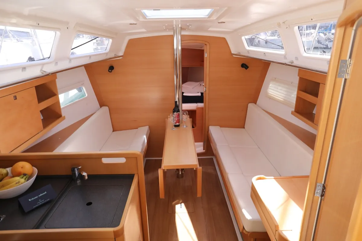 Salon of Spider Kiss, a Jeanneau Sun Odyssey 319 sailboat at Split, Croatia