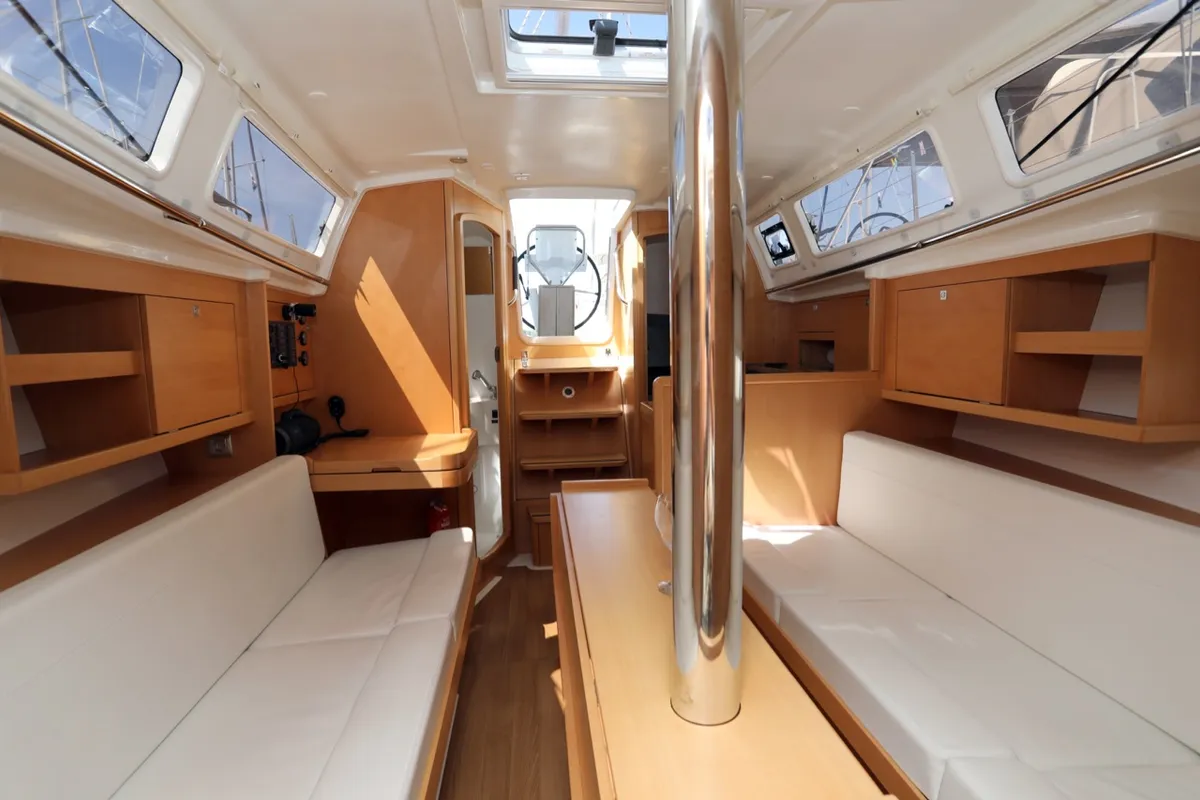 Salon of Spider Kiss, a Jeanneau Sun Odyssey 319 sailboat at Split, Croatia