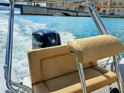 Deck of Niky, a Prestige Ranger 600 motorboat at Trogir, Croatia