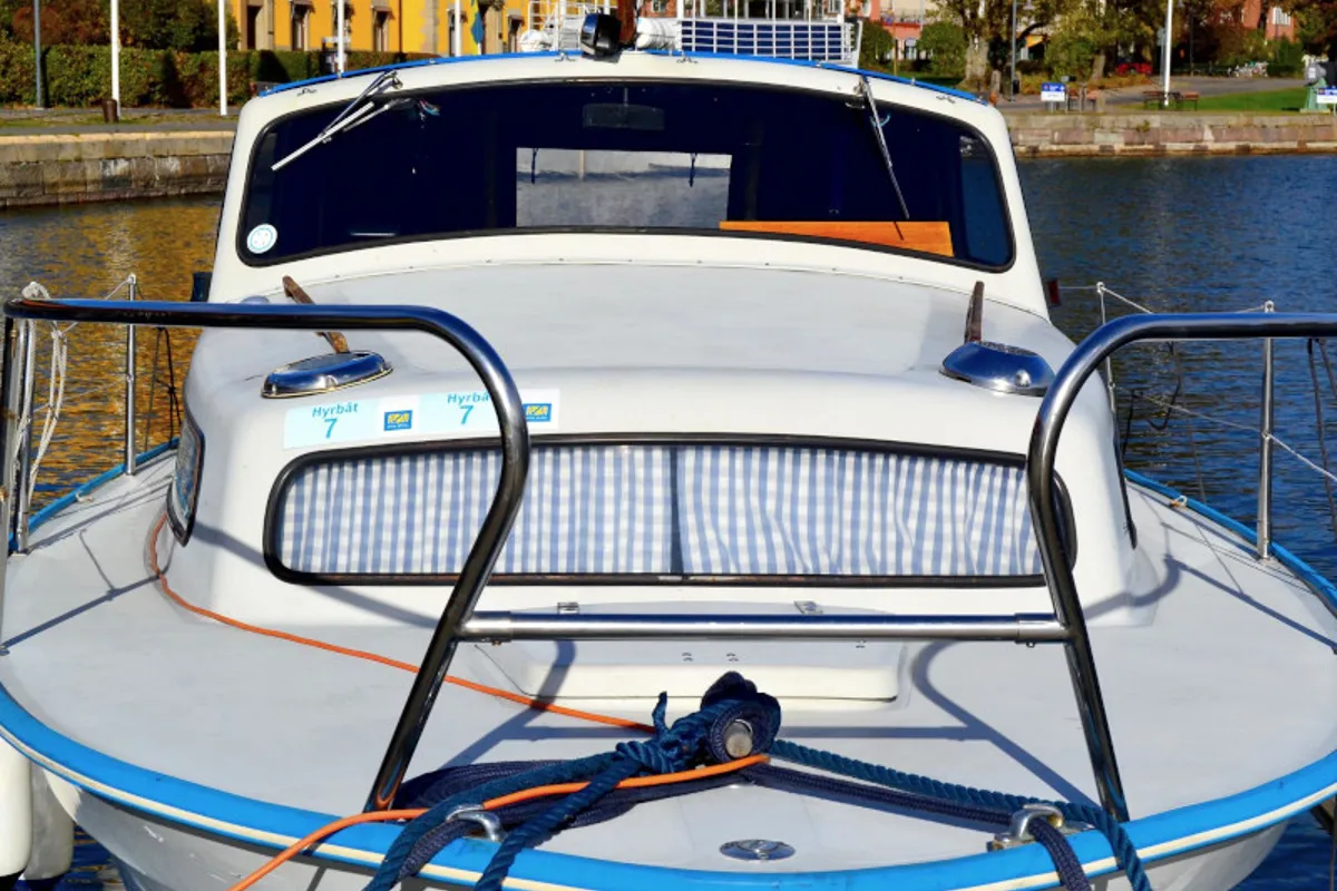 Exterior view of Classic, a Viggen Albin 25 motorboat at Motala, Sweden
