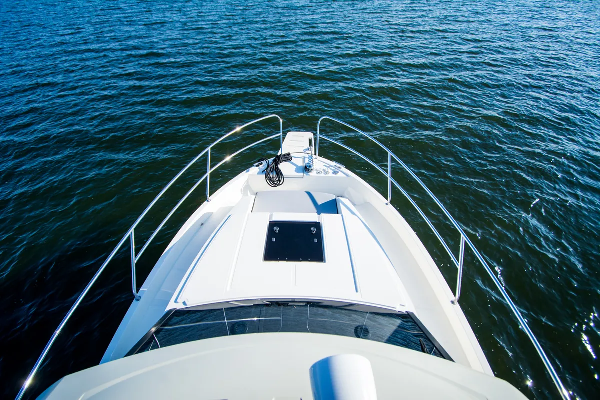Deck of Balt 1018 Titanium, a motorboat at Wilkasy, Poland