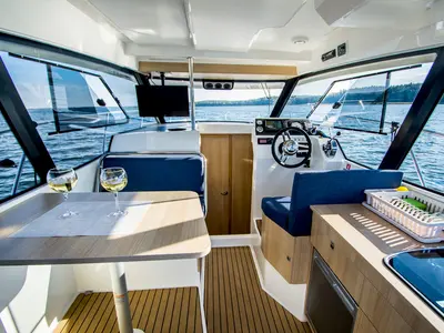 Salon of Balt 1018 Titanium, a motorboat at Wilkasy, Poland