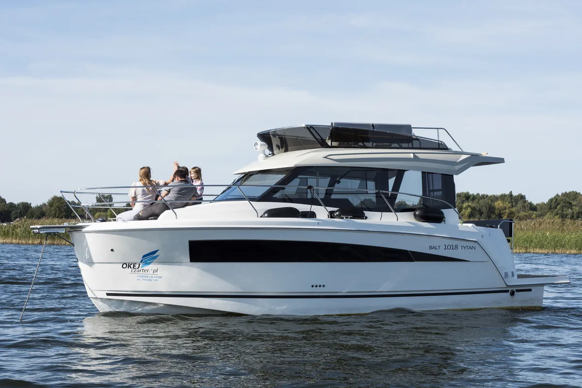 Exterior view of Balt 1018 Titanium, a motorboat at Wilkasy, Poland
