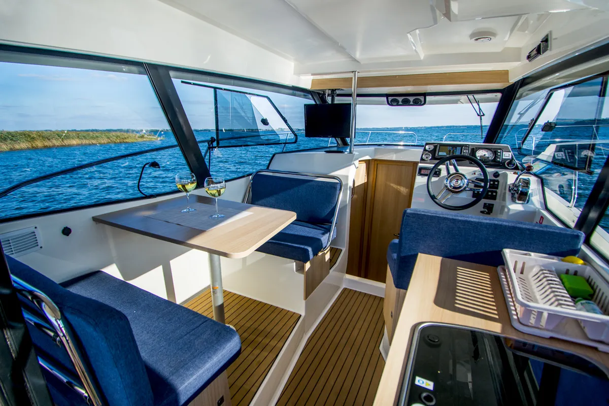 Salon of Balt 1018 Titanium, a motorboat at Wilkasy, Poland