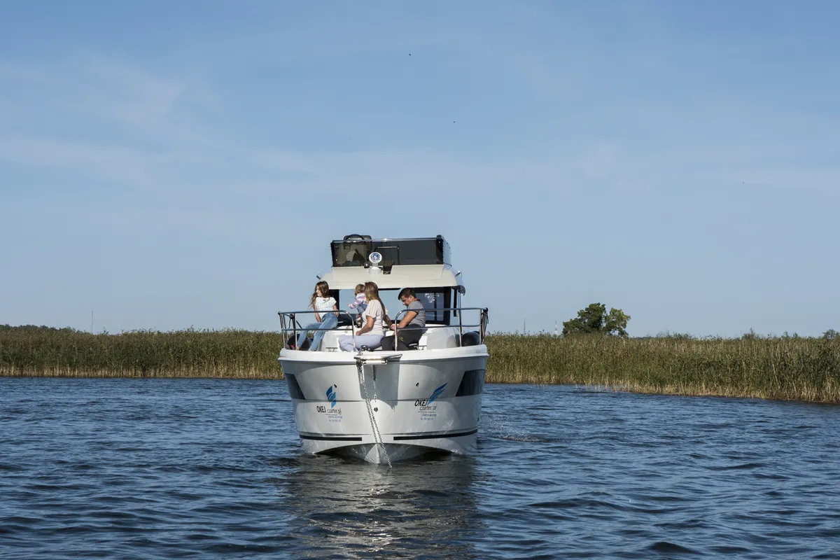 Exterior view of Balt 1018 Titanium, a motorboat at Wilkasy, Poland