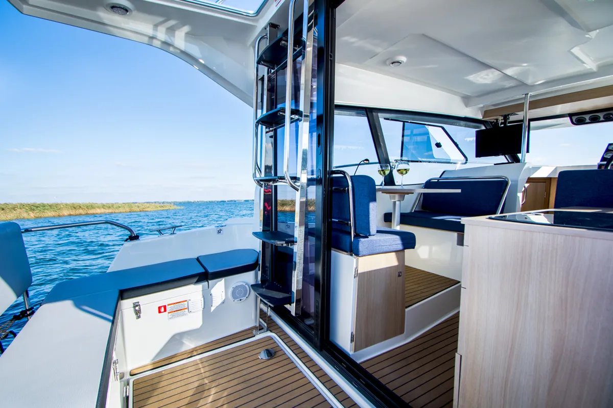 Salon of Balt 1018 Titanium, a motorboat at Wilkasy, Poland