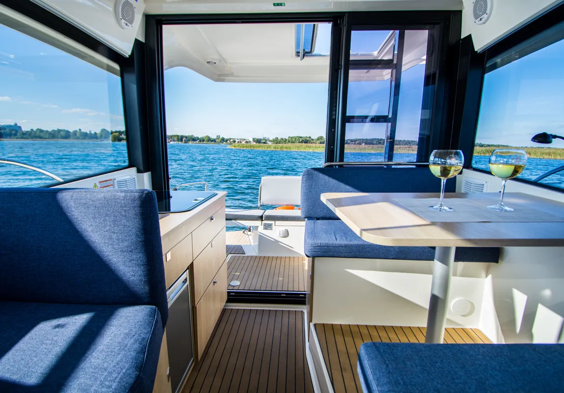 Salon of Balt 1018 Titanium, a motorboat at Wilkasy, Poland